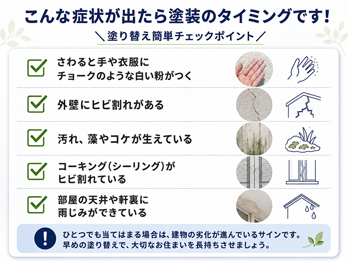 こんな症状が出たら塗装のタイミングです!